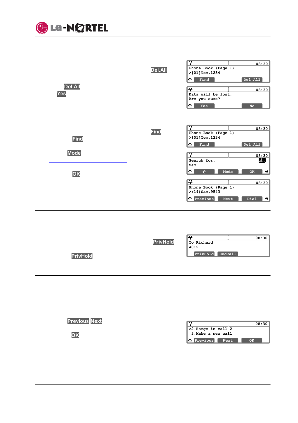 Private hold, Barge-in, Ip8830 broadworks ip phone user guide | Mitel IP8830 User Manual | Page 17 / 32