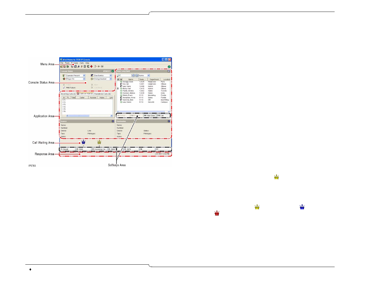 Console screen | Mitel 5550 IP Console User Manual | Page 10 / 84