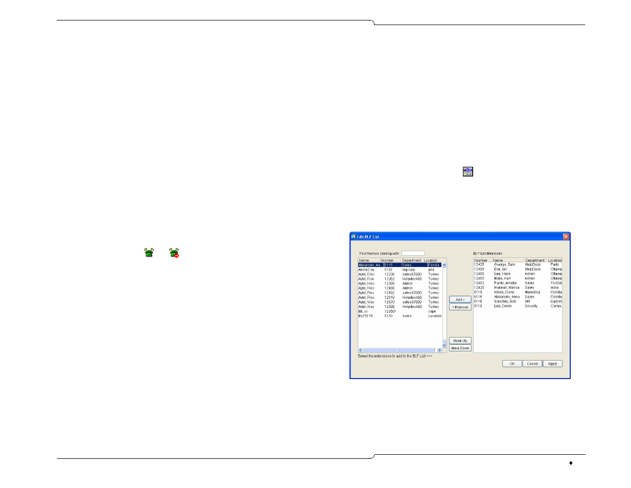 Editing the blf list | Mitel 5550 IP Console User Manual | Page 39 / 84