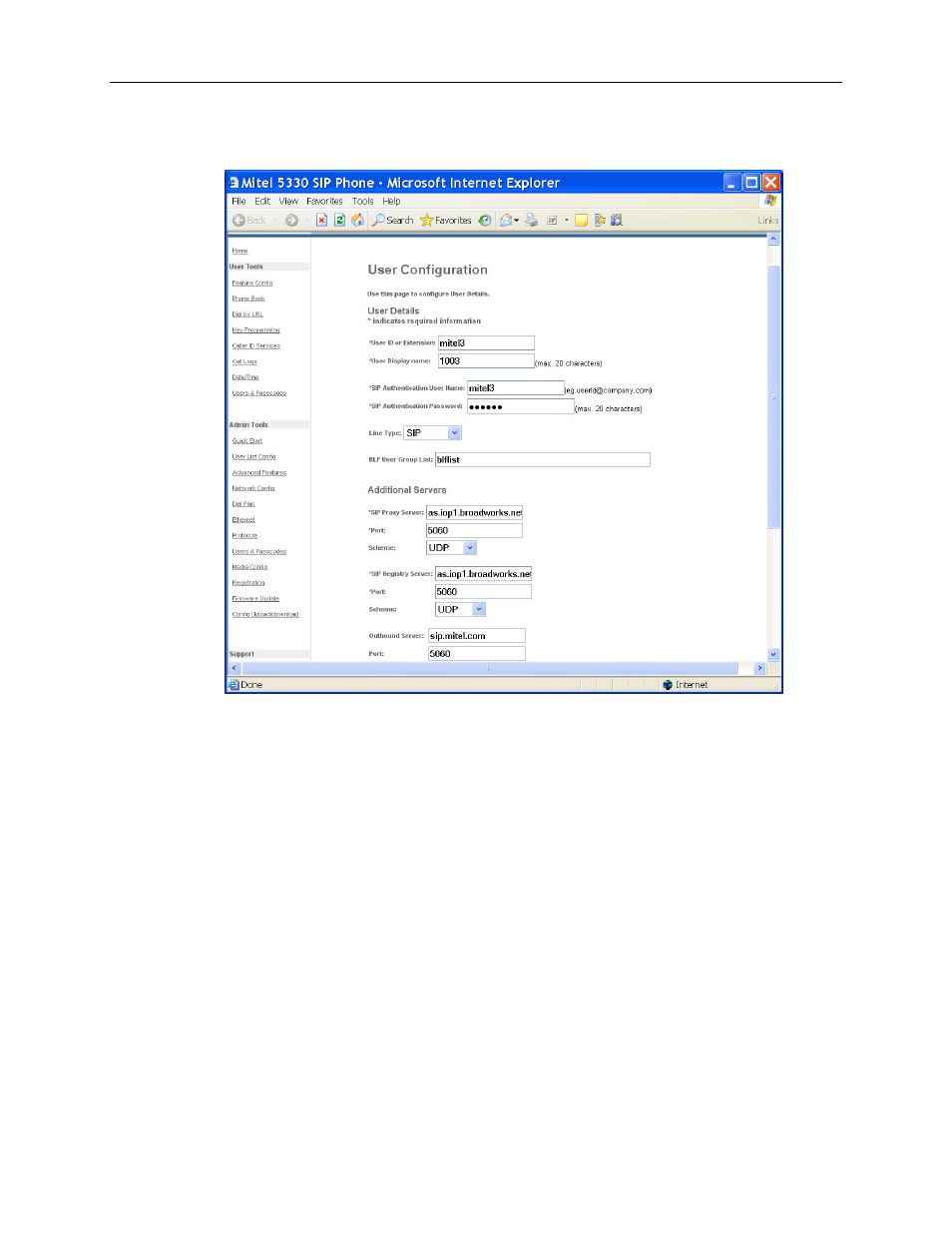 Mitel SIP USER AND ADMINISTRATOR GUIDE 5320 User Manual | Page 46 / 58