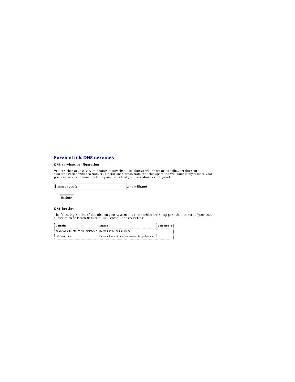 Dns services | Mitel SME Server V5 with ServiceLink User Manual | Page 87 / 133