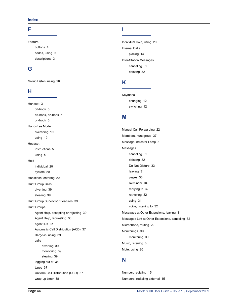 Mitel 8500 User Manual | Page 56 / 60