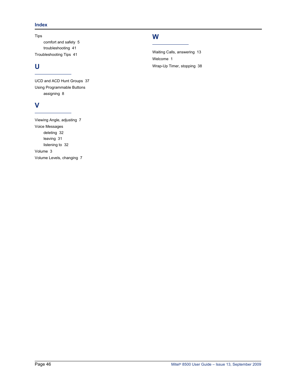 Mitel 8500 User Manual | Page 58 / 60