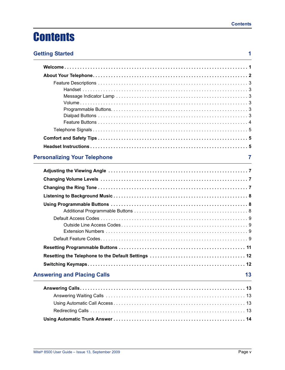 Mitel 8500 User Manual | Page 9 / 60