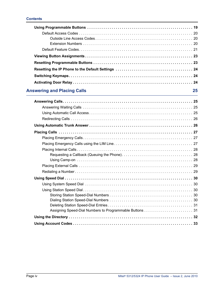 Mitel 5312 User Manual | Page 6 / 86