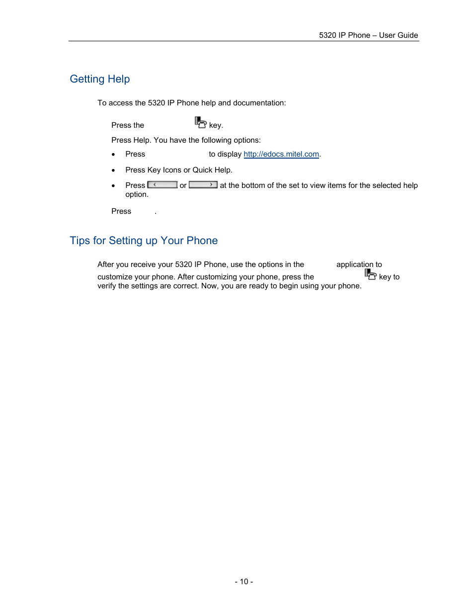 Getting help, Tips for setting up your phone | Mitel COMMUNICATION DIRECTOR 5320 User Manual | Page 16 / 58