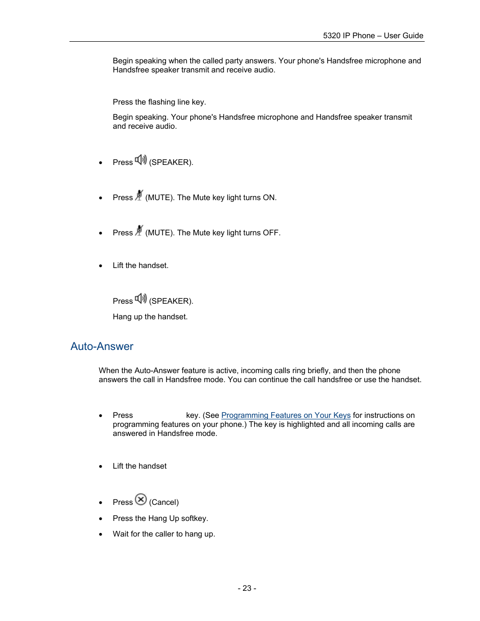 Auto-answer | Mitel COMMUNICATION DIRECTOR 5320 User Manual | Page 29 / 58