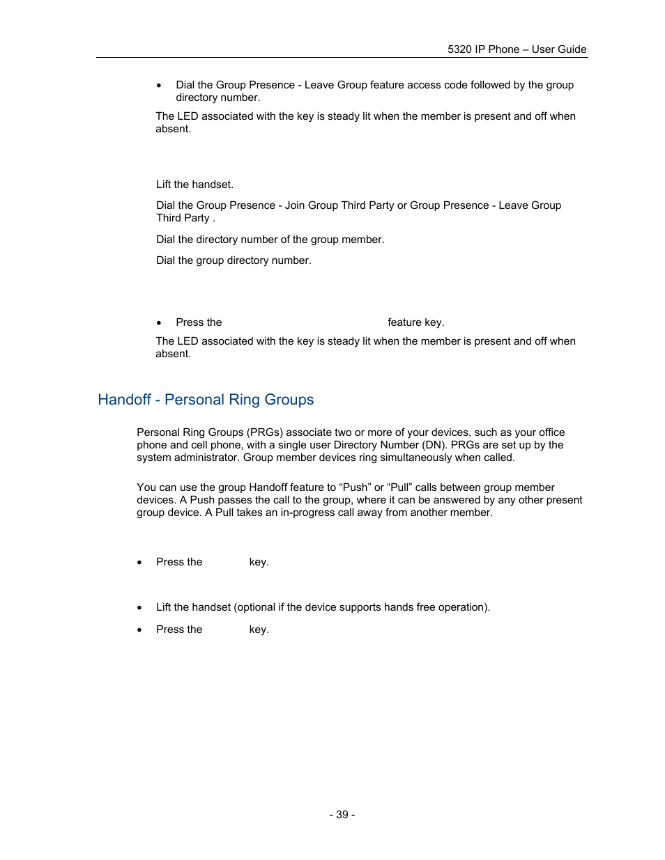 Handoff - personal ring groups | Mitel COMMUNICATION DIRECTOR 5320 User Manual | Page 45 / 58