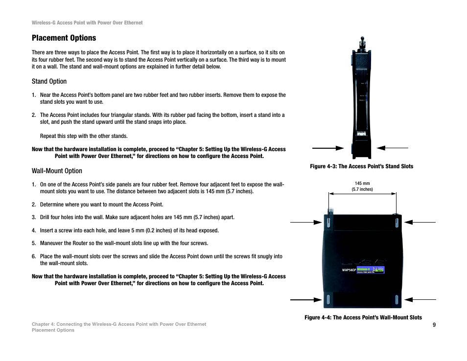 Placement options | Mitel WAP54GP User Manual | Page 15 / 68