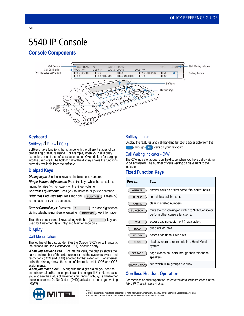 Mitel 5540 User Manual | 4 pages