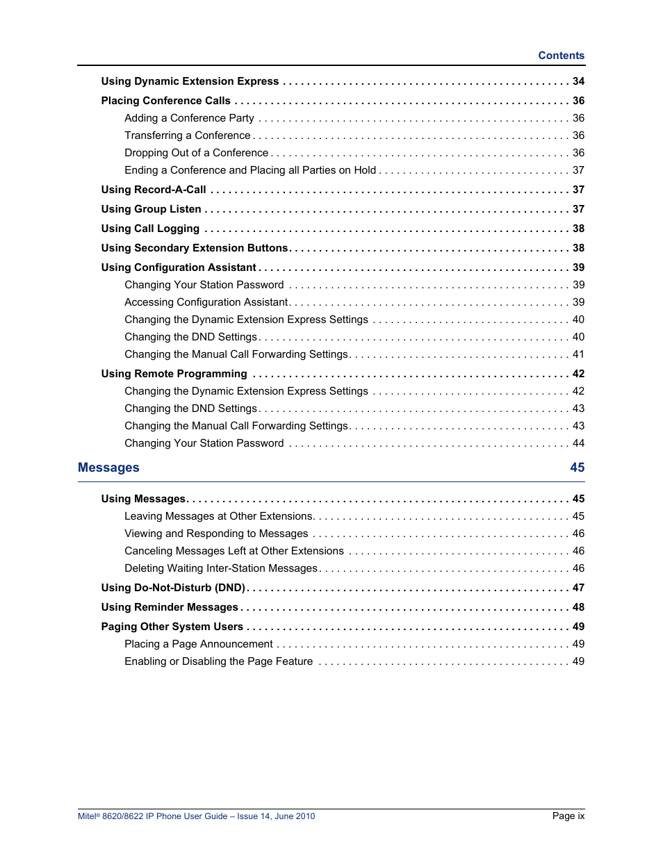 Mitel 8620 User Manual | Page 13 / 80