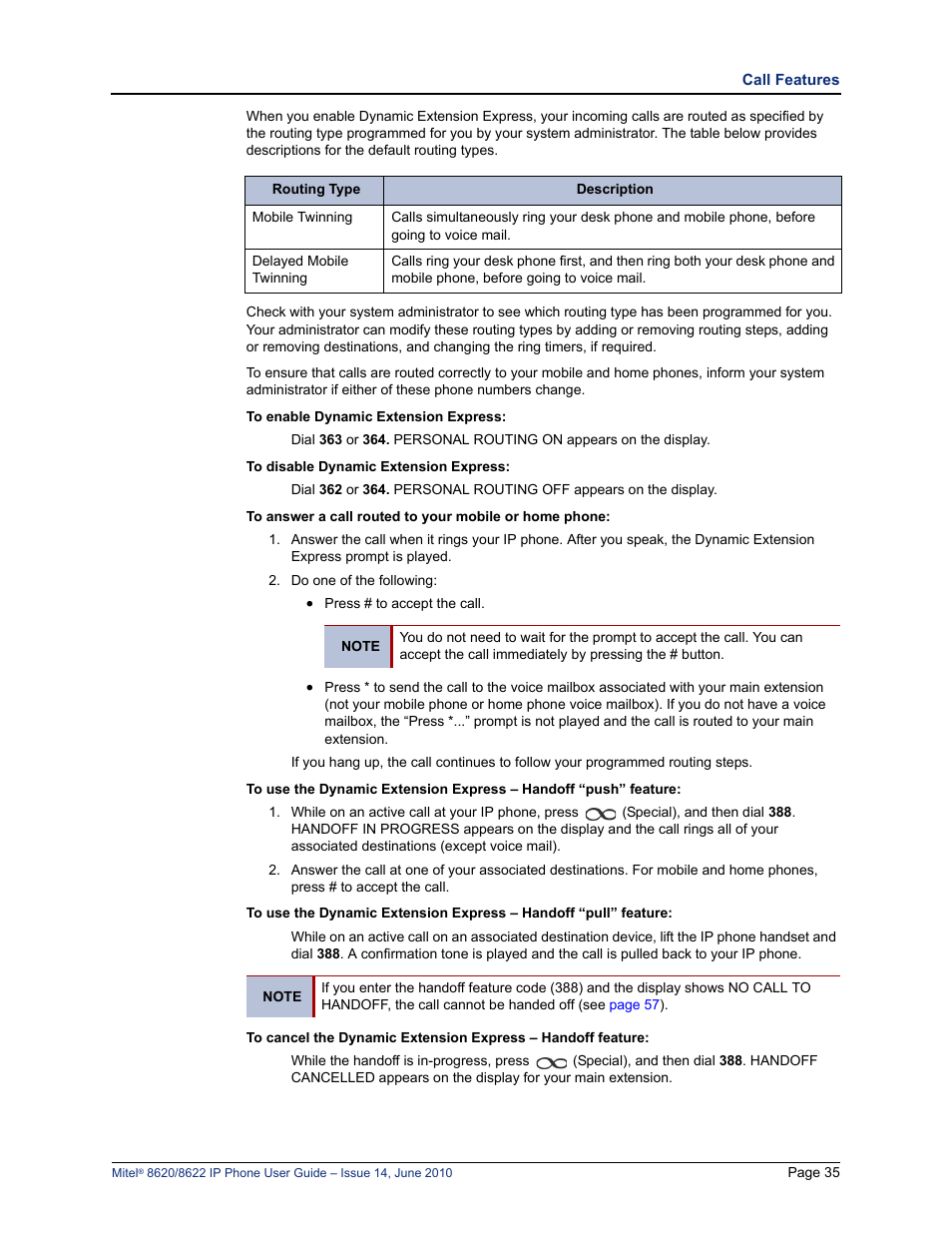 Mitel 8620 User Manual | Page 49 / 80