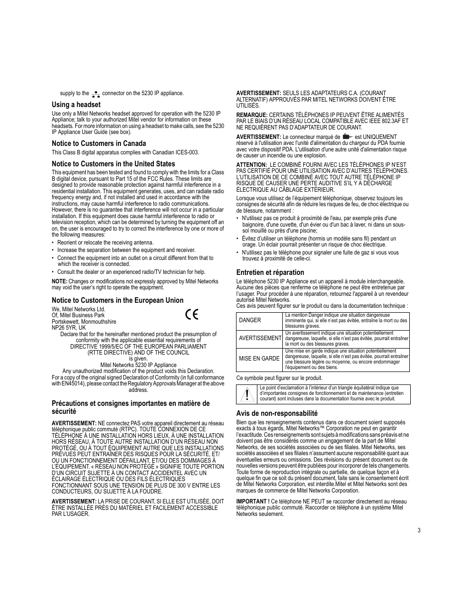Mitel 5230 User Manual | Page 3 / 8