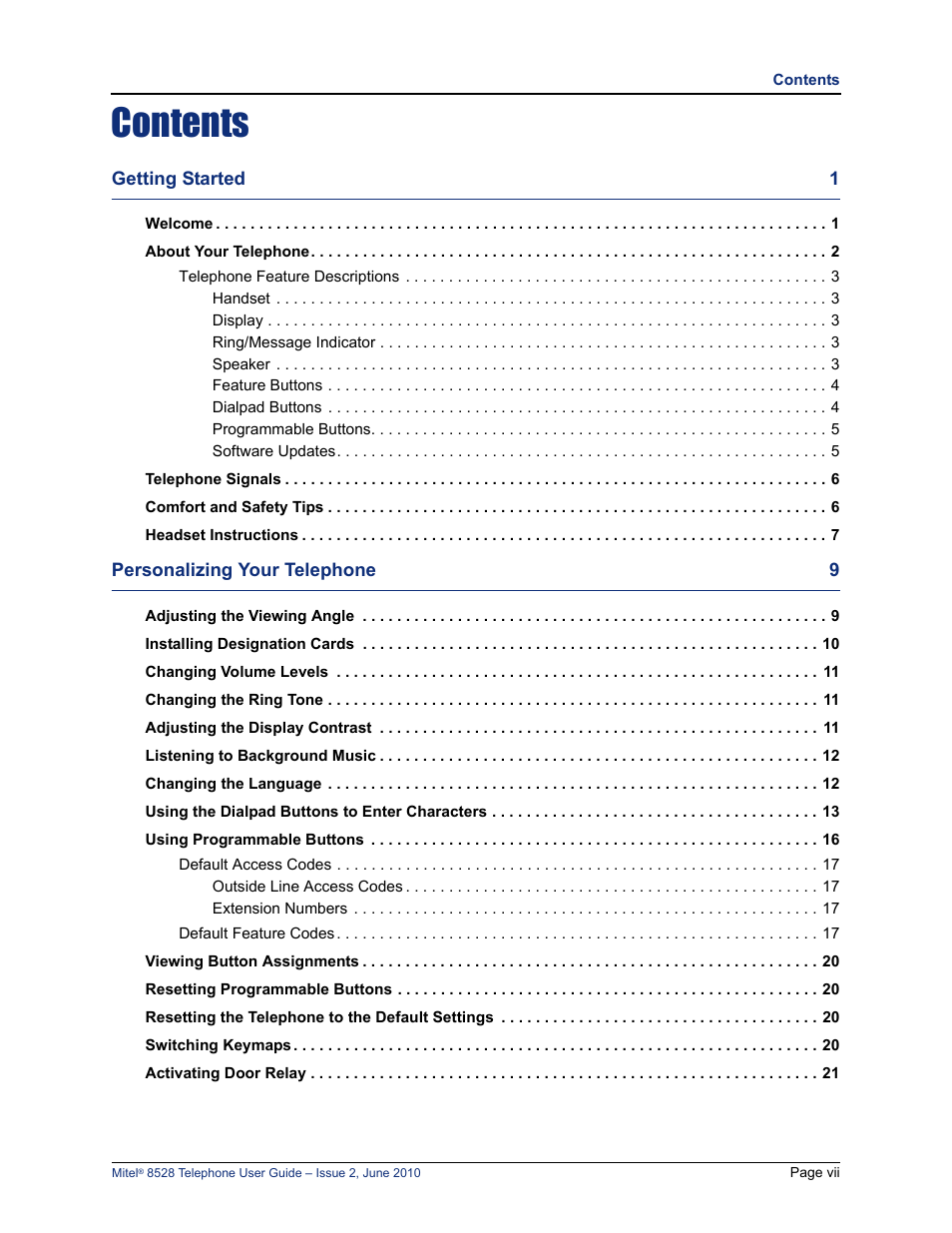 Mitel 8528 User Manual | Page 11 / 86