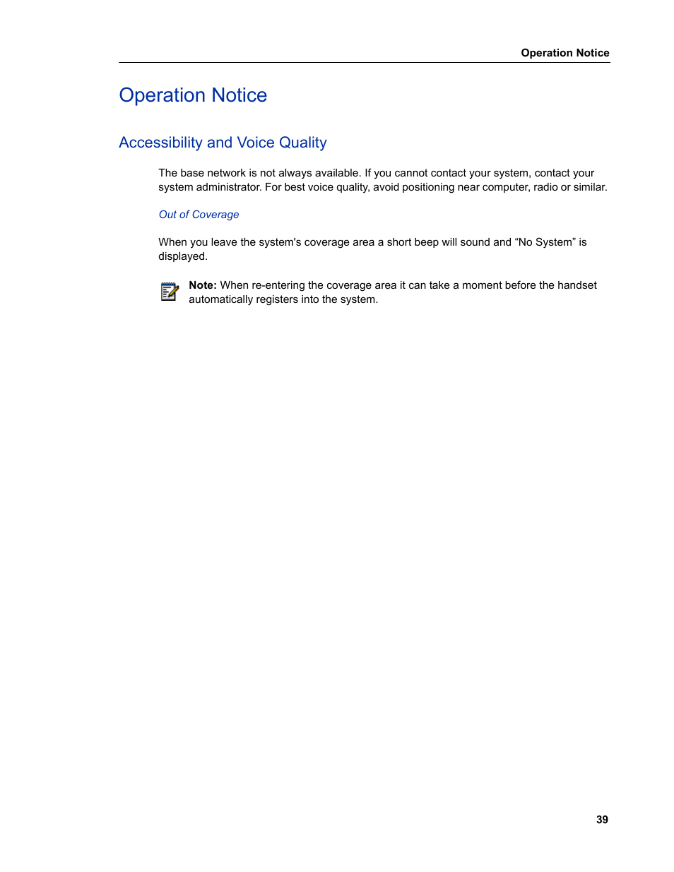 Operation notice, Accessibility and voice quality | Mitel 5606 User Manual | Page 45 / 50