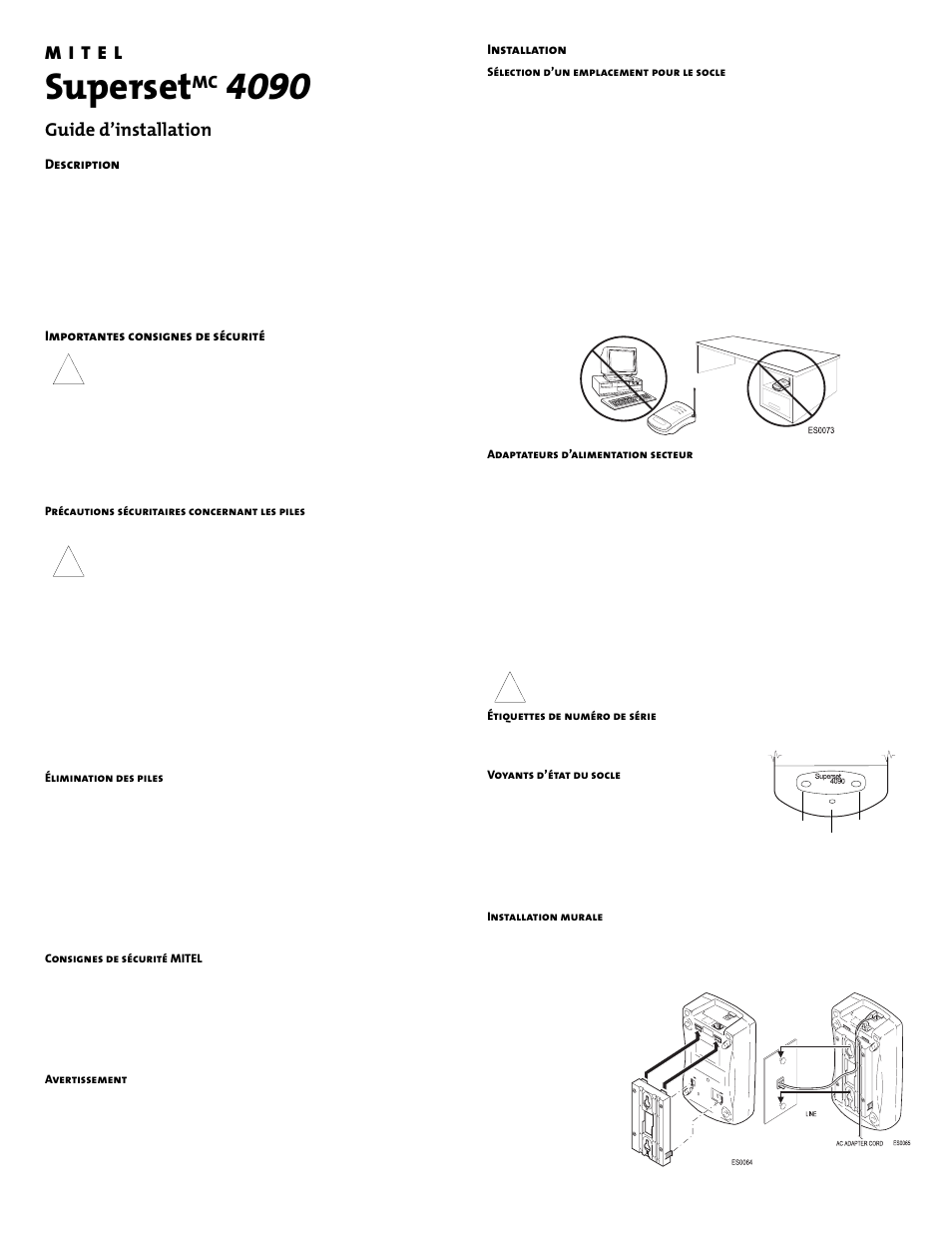 Superset, Guide d’installation | Mitel 4090 User Manual | Page 3 / 6