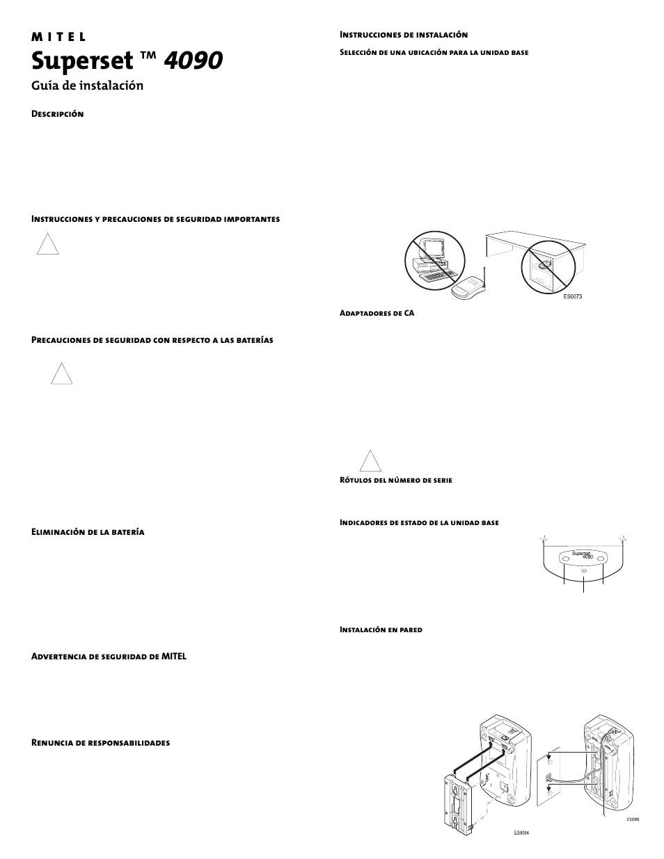Superset ™ 4090, Guía de instalación | Mitel 4090 User Manual | Page 5 / 6