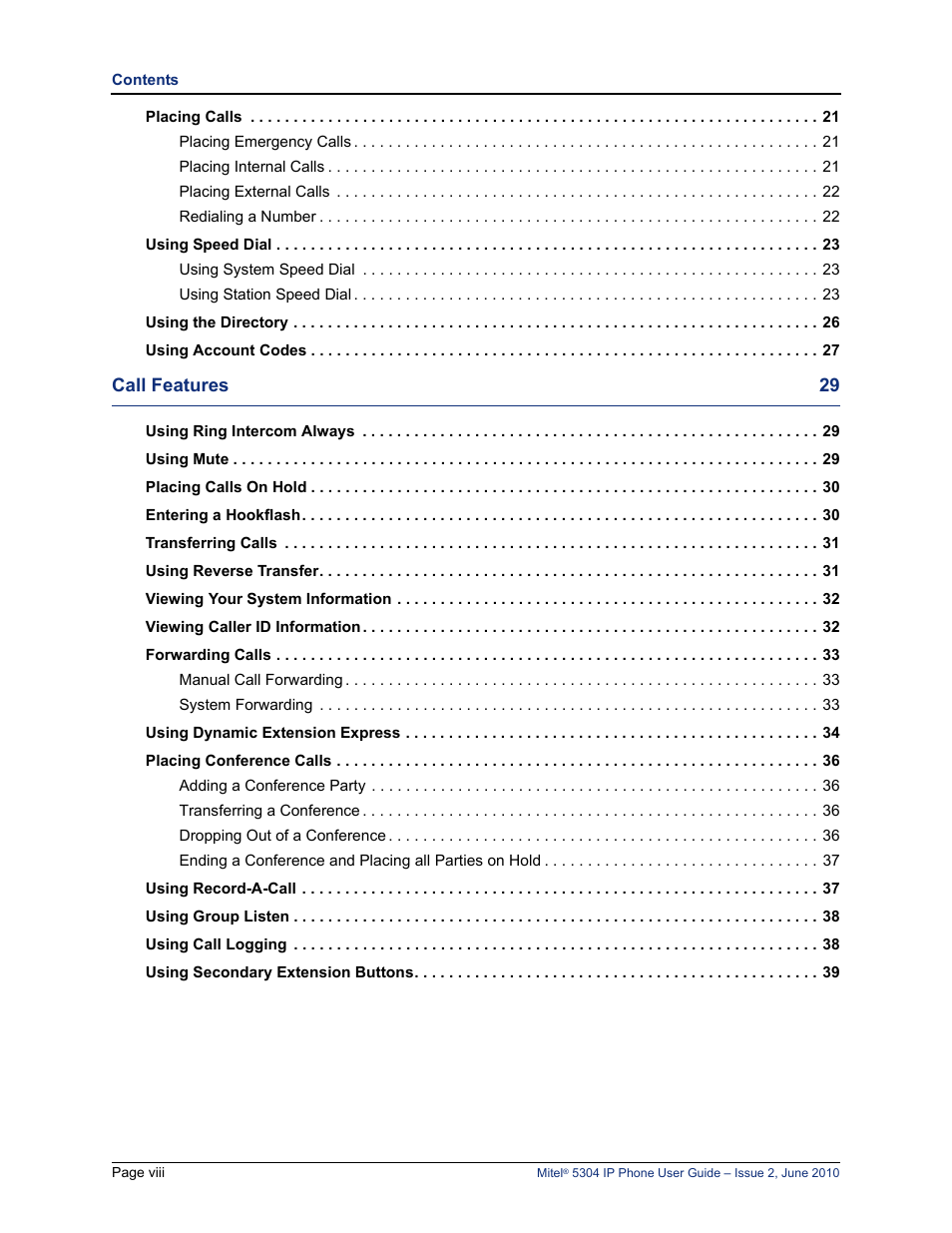 Mitel 5304 User Manual | Page 12 / 84