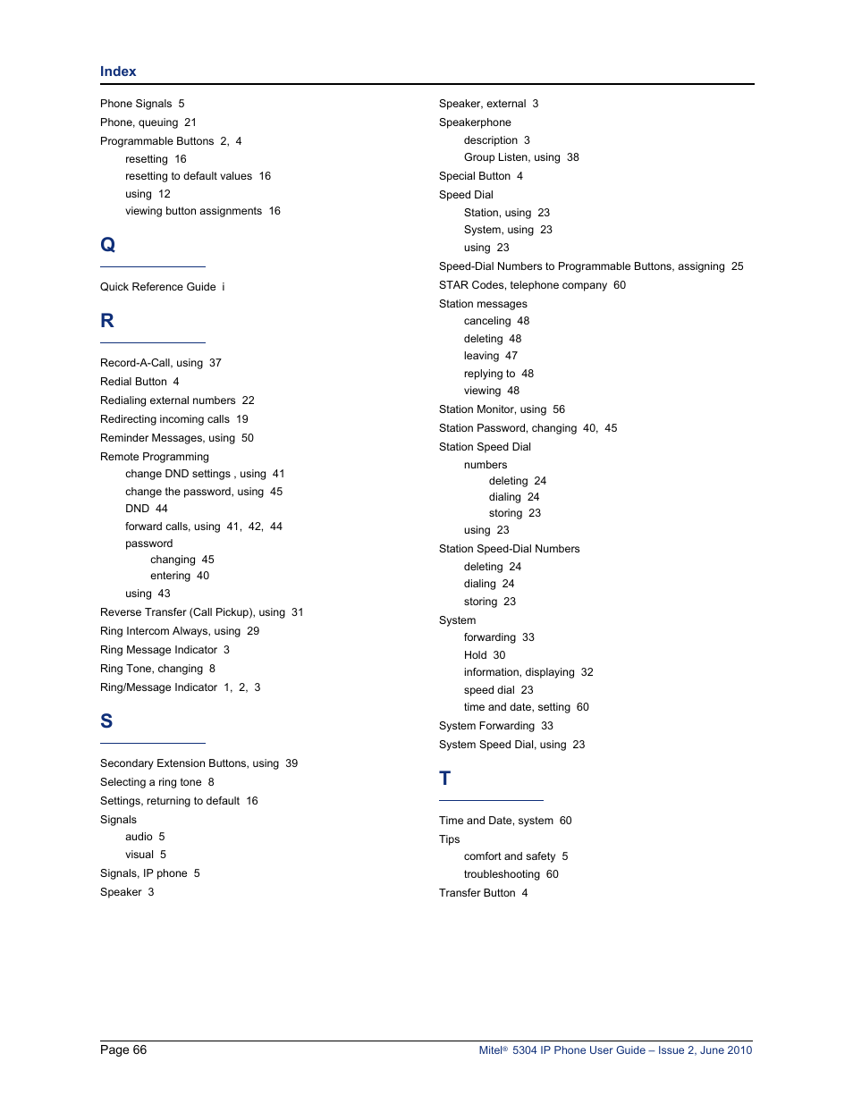 Mitel 5304 User Manual | Page 80 / 84
