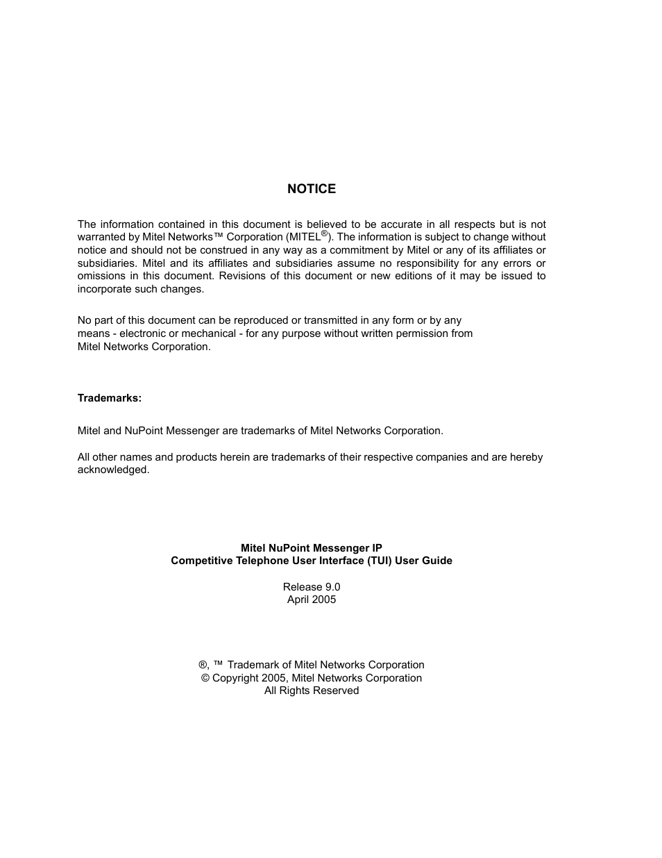 Mitel TUI User Manual | Page 2 / 14