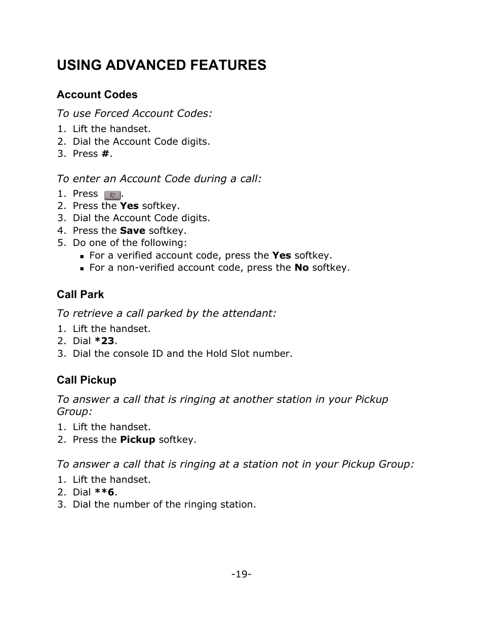 Using advanced features | Mitel T7316 User Manual | Page 23 / 30