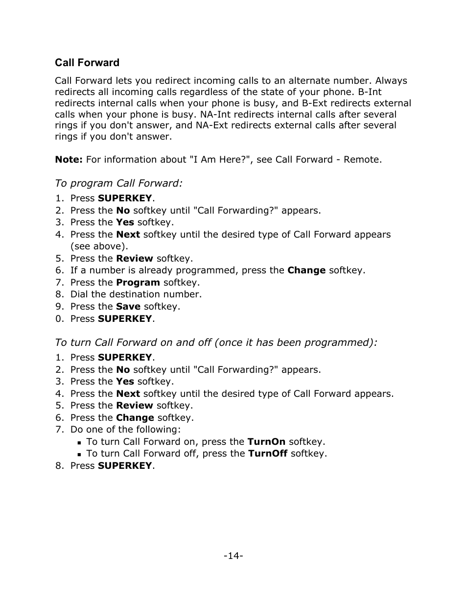Call forward | Mitel M7310N User Manual | Page 18 / 30
