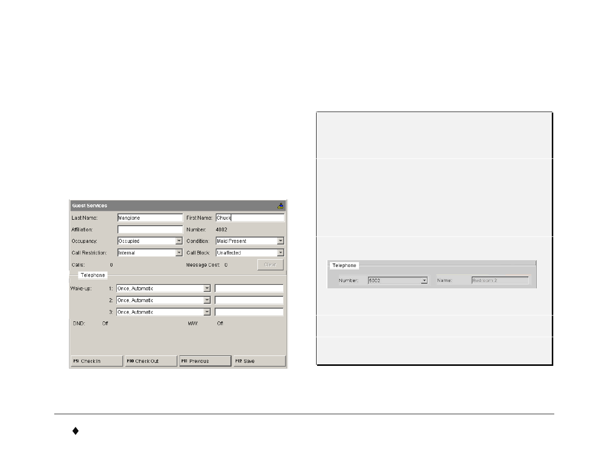 Displaying and changing room information, Hotel/motel features | Mitel 5550 User Manual | Page 56 / 84