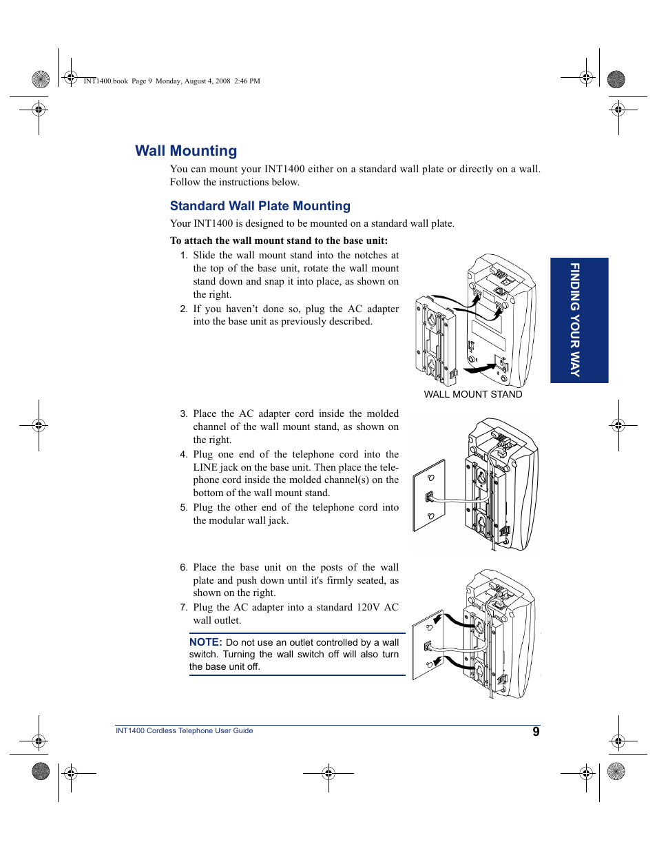 Wall mounting | Mitel INT1400 User Manual | Page 20 / 43