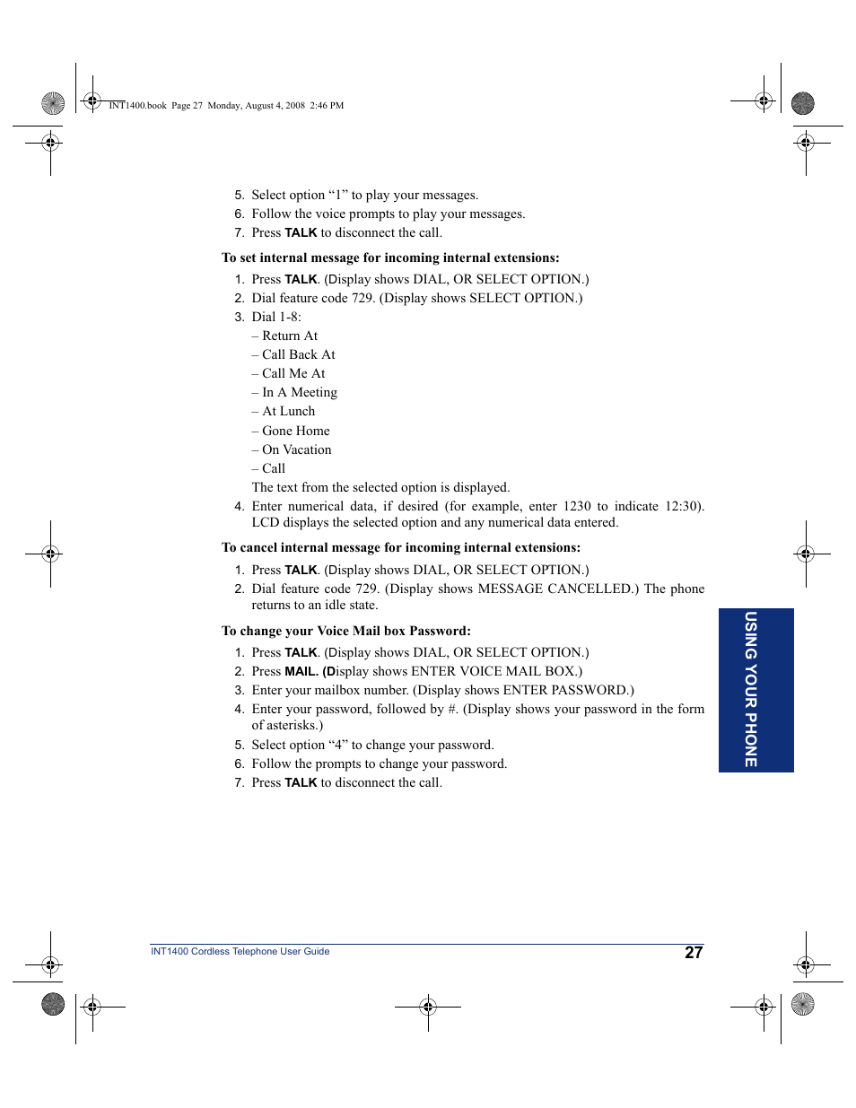Mitel INT1400 User Manual | Page 38 / 43
