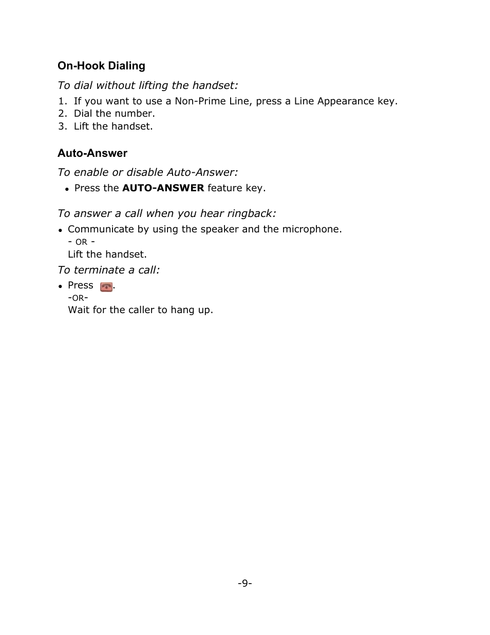 On-hook dialing, Auto-answer | Mitel T7208 User Manual | Page 13 / 25