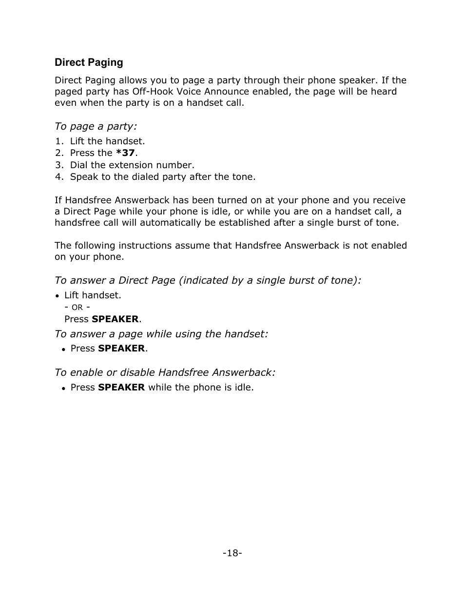 Direct paging | Mitel T7208 User Manual | Page 22 / 25