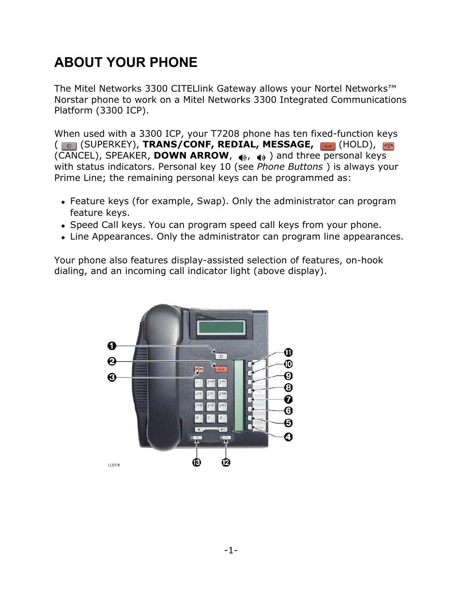 About your phone | Mitel T7208 User Manual | Page 5 / 25