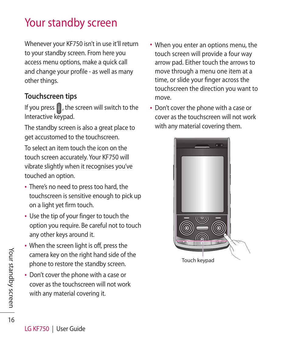 Your standby screen | Mitel KF750 User Manual | Page 16 / 90