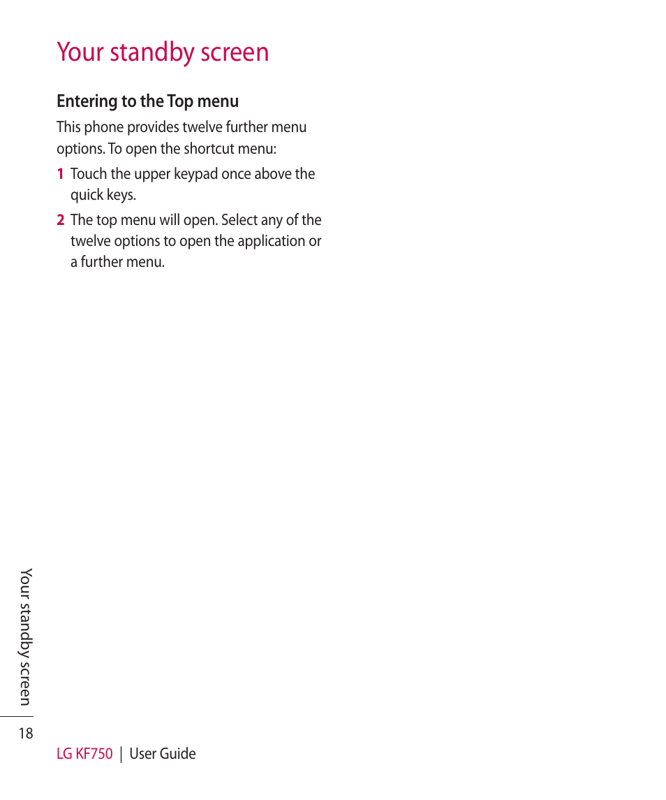 Your standby screen | Mitel KF750 User Manual | Page 18 / 90