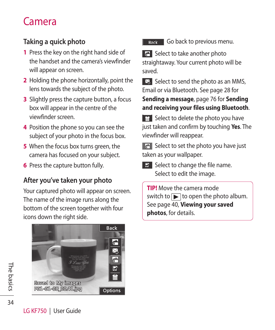 Camera | Mitel KF750 User Manual | Page 34 / 90