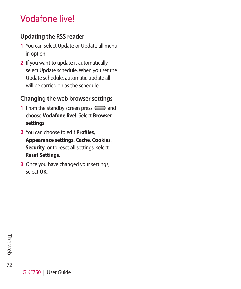 Vodafone live | Mitel KF750 User Manual | Page 72 / 90