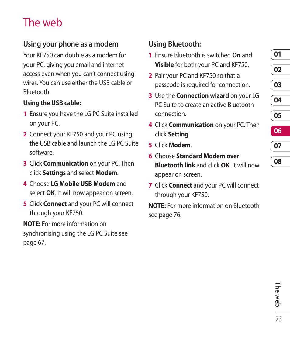 The web | Mitel KF750 User Manual | Page 73 / 90