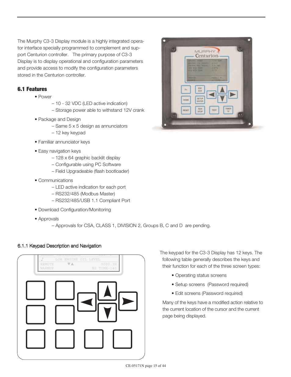 Murphy Centurion Configurable Controller CE-05171N User Manual | Page 15 / 44