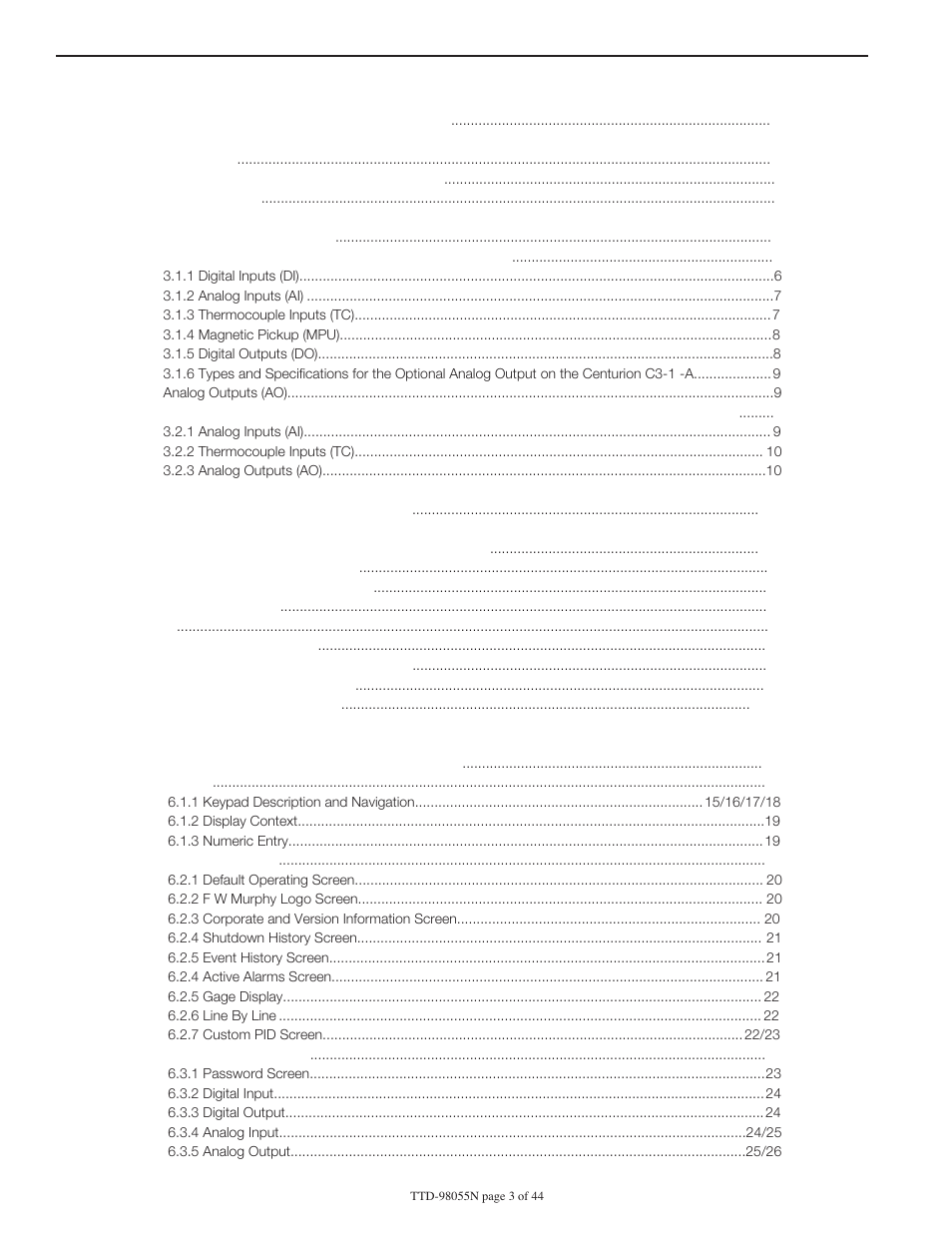 Murphy Centurion Configurable Controller CE-05171N User Manual | Page 3 / 44