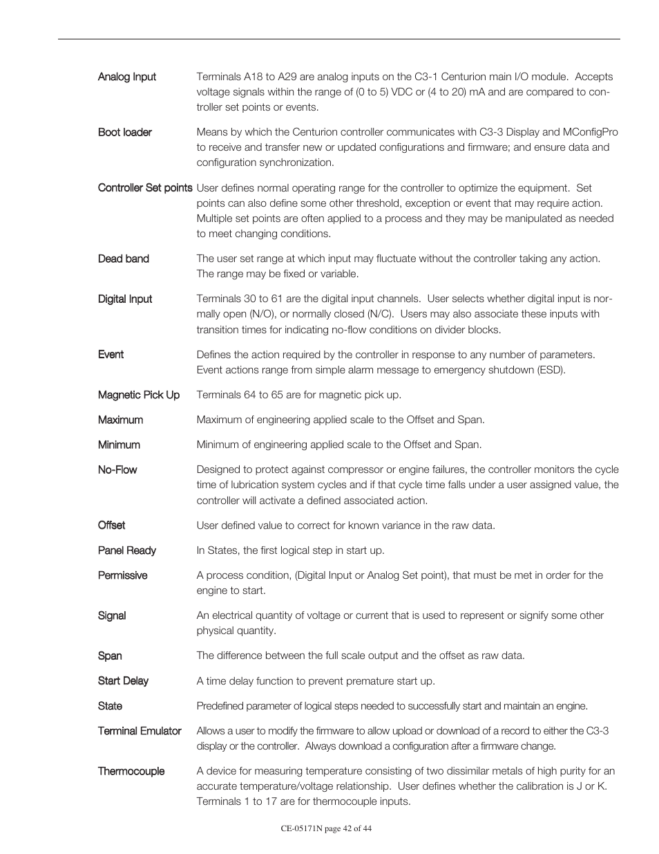 0 glossary | Murphy Centurion Configurable Controller CE-05171N User Manual | Page 42 / 44