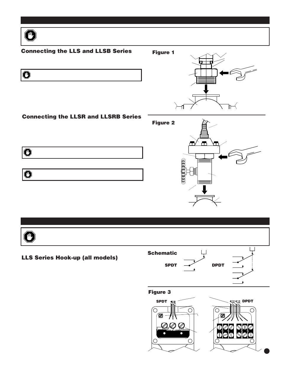 Lls series hook-up (all models), Connecting the lls and llsb series, Connecting the llsr and llsrb series | Figure 3, Schematic, Figure 1 figure 2 | Murphy LLSR User Manual | Page 3 / 4