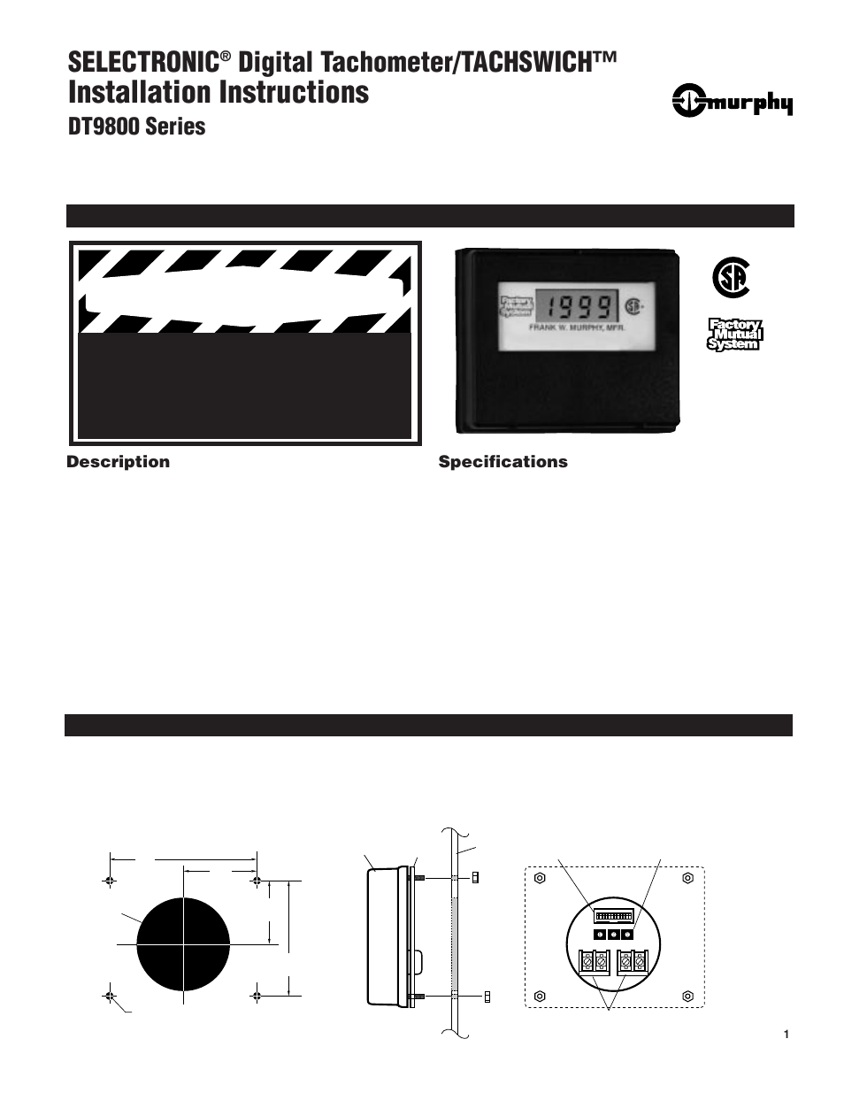 Murphy Selectronic DT9803 User Manual | 4 pages