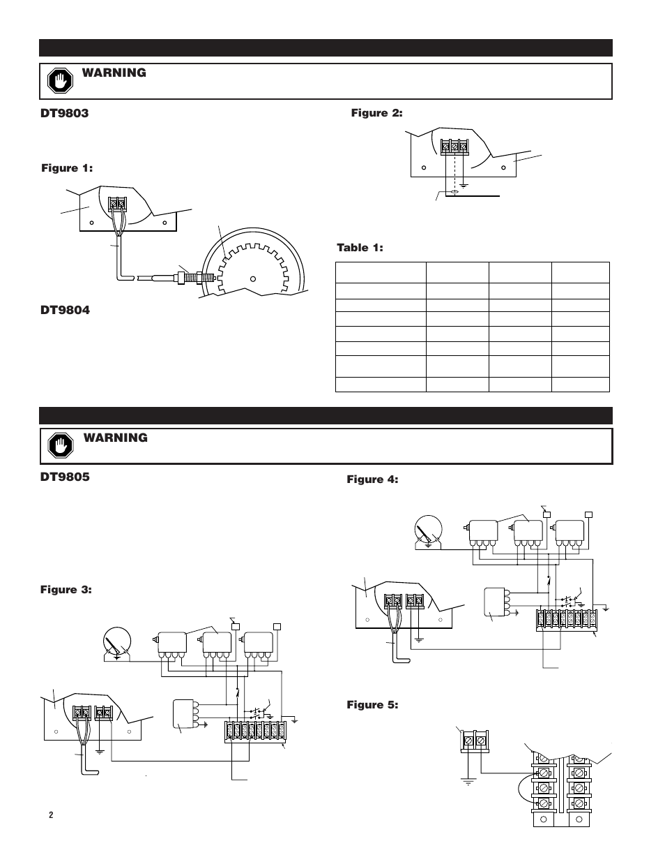 Dt9805, Dt9803, Dt9804 | Warning | Murphy Selectronic DT9803 User Manual | Page 2 / 4