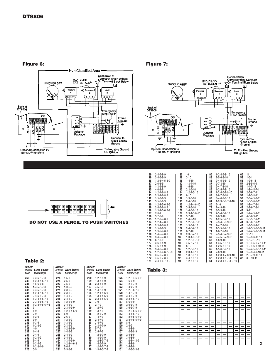Dt9806, Calibrating the dt9800 series to your engine, Do not use a pencil to push switches | Murphy Selectronic DT9803 User Manual | Page 3 / 4