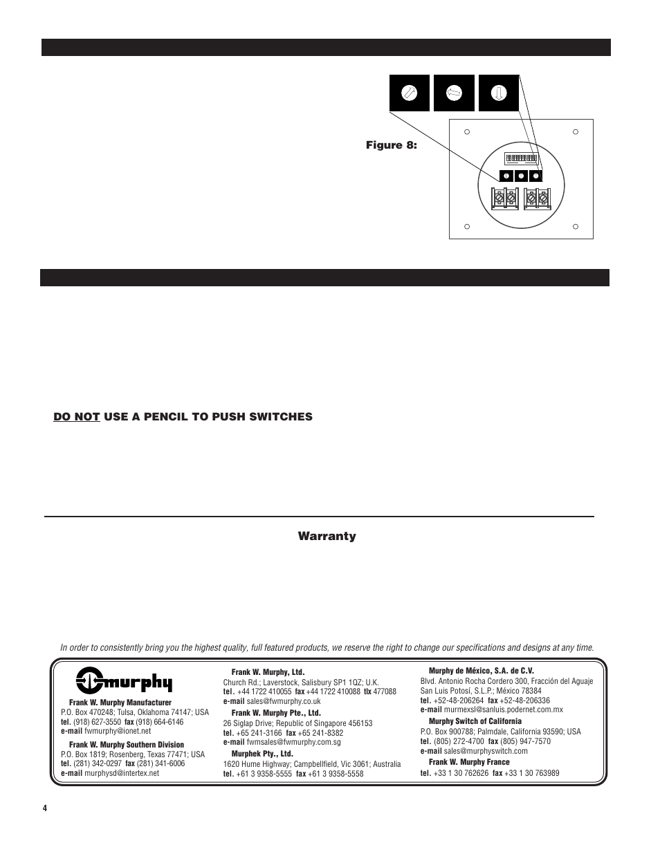 Warranty | Murphy Selectronic DT9803 User Manual | Page 4 / 4