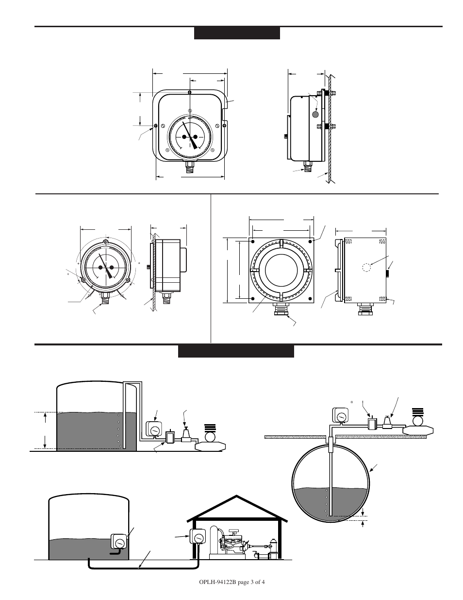 Explosion-proof enclosure (“ex” option), Direct and remote tank | Murphy Level Swichgage Instrument OPLH User Manual | Page 3 / 4