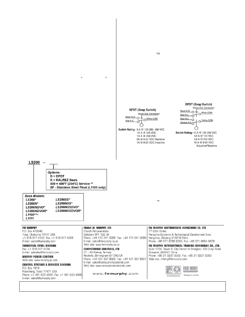 Murphy LS200NDVO User Manual | Page 4 / 4
