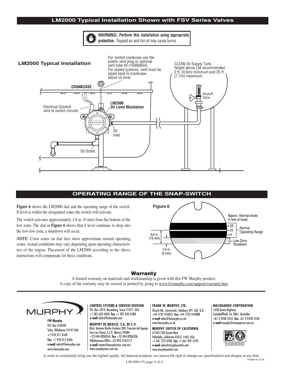 Warranty | Murphy Lube Level Maintainer LM2000 User Manual | Page 4 / 4