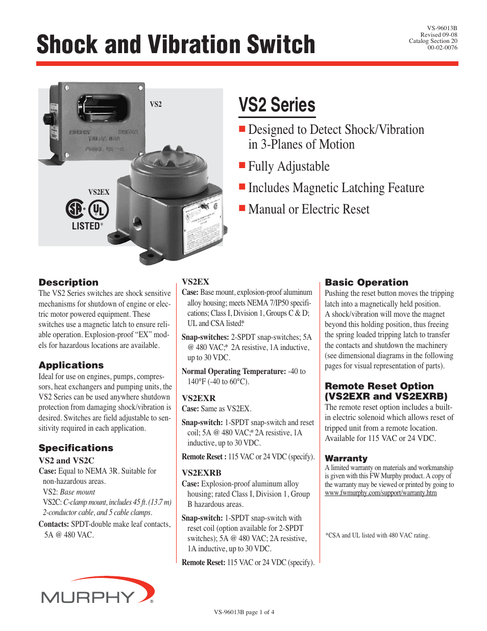 Murphy VS2 Series User Manual | 4 pages