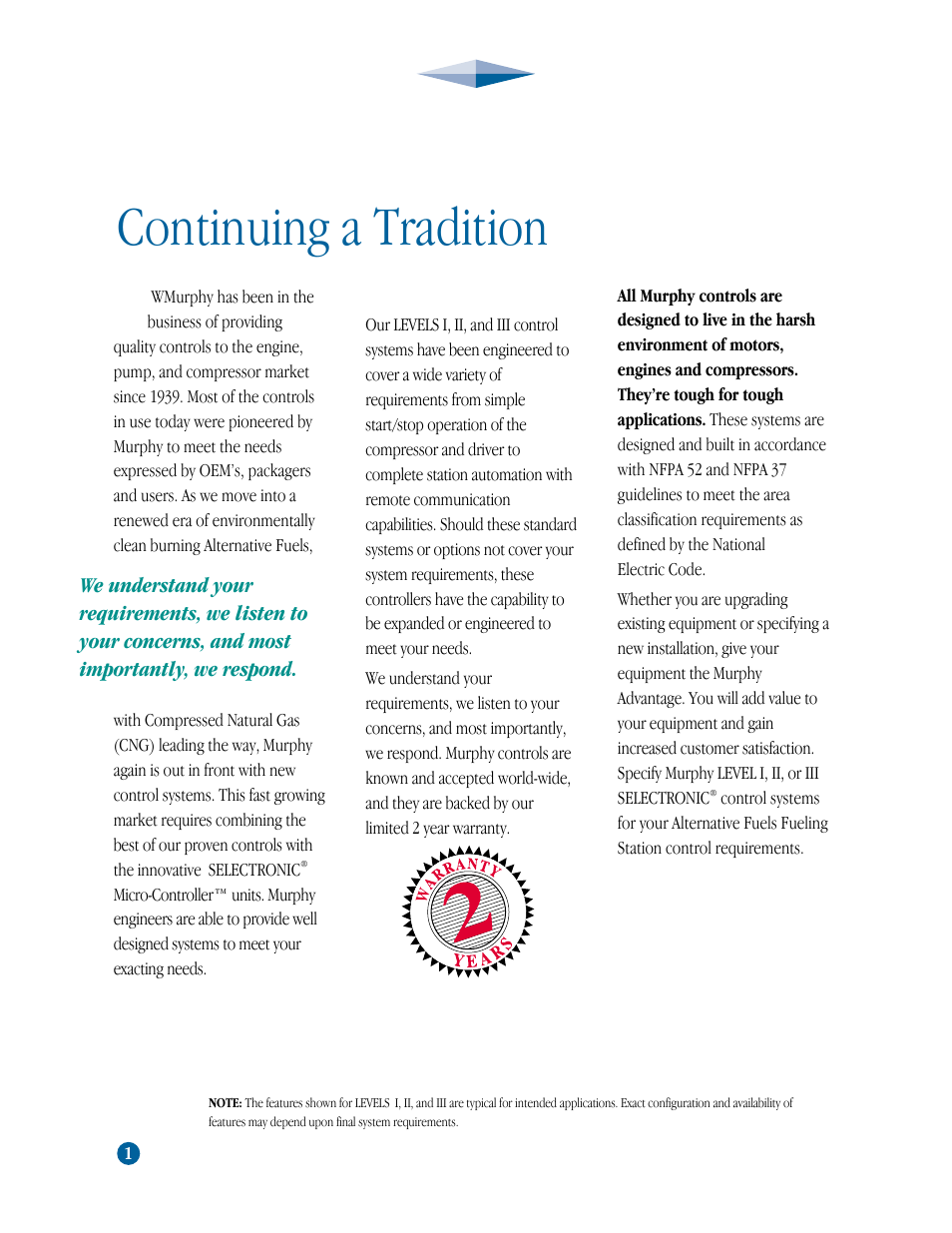 Continuing a tradition | Murphy CNG-92200H User Manual | Page 2 / 7